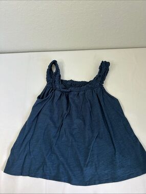 LOFT Outlet Blue Smocked Ruffle Tank Small Flowy Feminine Top